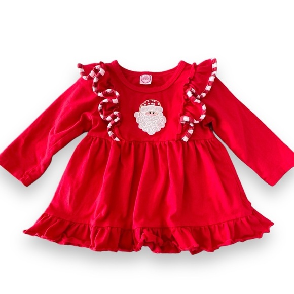 Isla Grace Size M Red Christmas Dress w/Appliquéd Santa Face - Picture 1 of 3